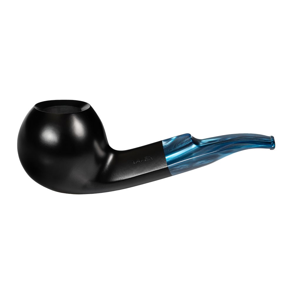 VAUEN Handpfeife Ray 9mm Pfeife seidenmatt schwarz & blau schimmernden Acrylmundstück, made in Germany