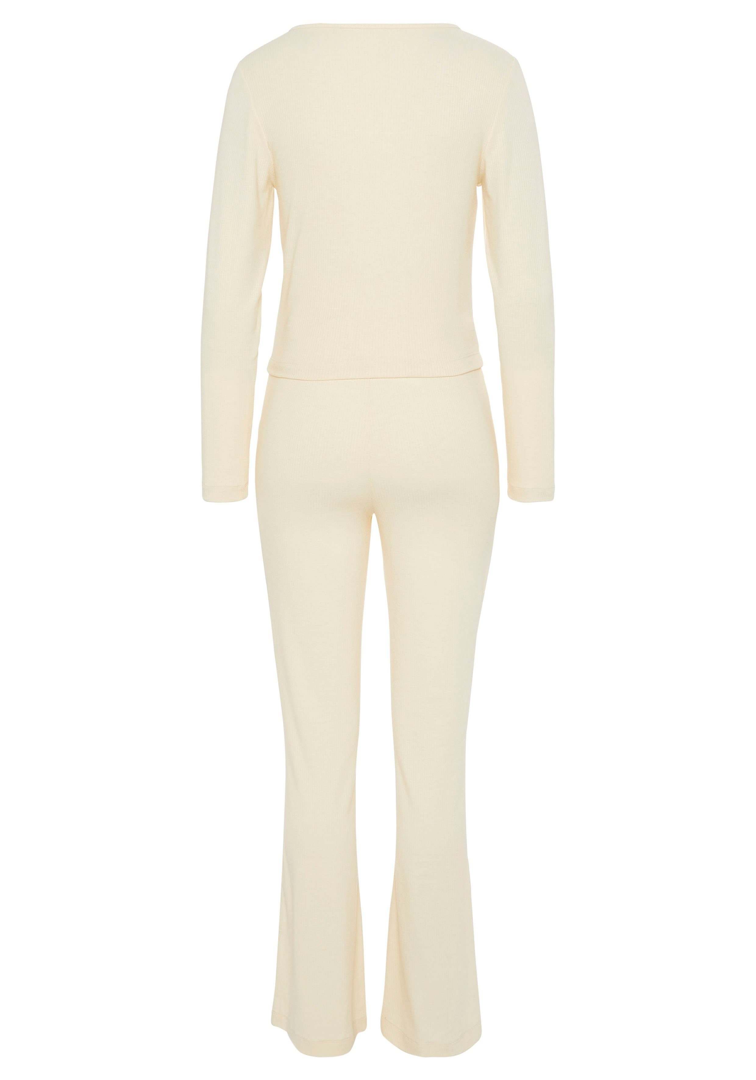 LASCANA Pyjama (Set, 2 tlg) aus schönem Ripp-Material