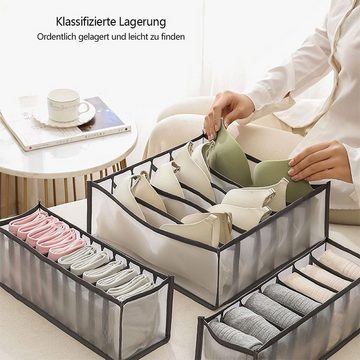 FIDDY Aufbewahrungsbox 6 Stück Unterwäsche Schubladen Organizer Set (Schubladen Schrank Organizer Faltbar, 6 St., (6+7+11Raster), Grau)