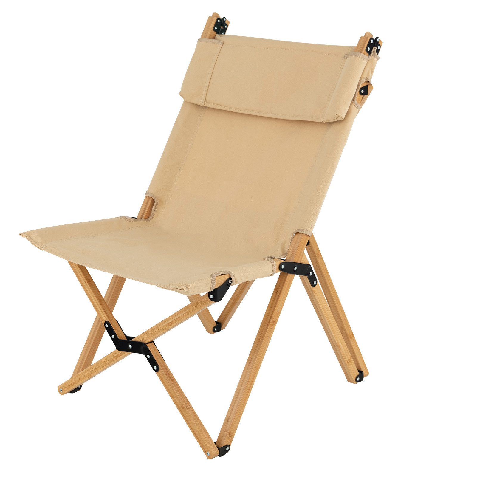 COSTWAY Campingstuhl mit Bambusrahmen, Klappstuhl verstellbarer, bis 150kg günstig online kaufen