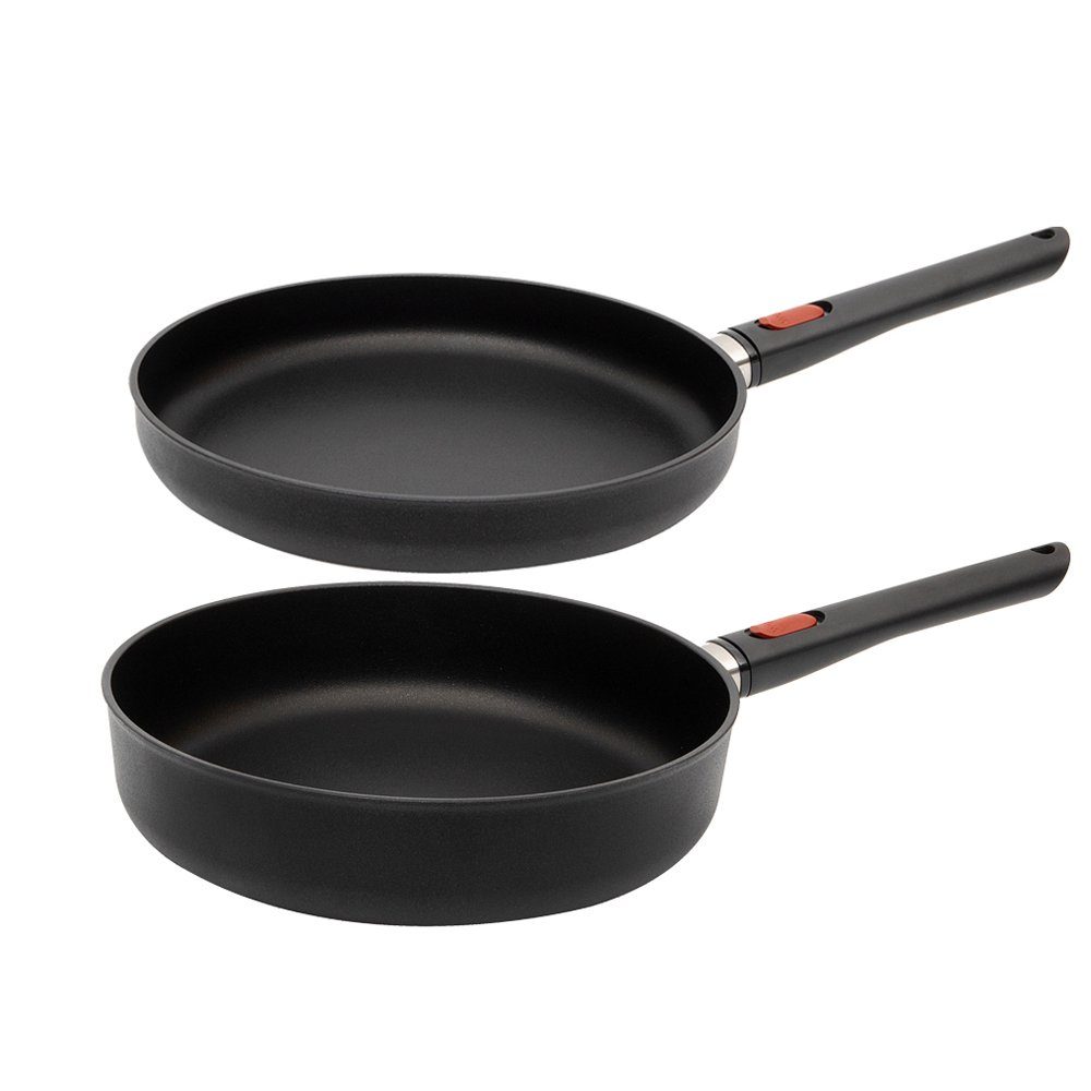 WOLL MADE IN GERMANY Pfannen-Set ECO Lite 2-tlg. Bratpfannen-Set, Mit Induktion, Aluminium Schmiedeguss (Set, 2-tlg), Flachpfanne 28cm, Hochrandpfanne 28cm, 35% weniger Gewicht für geringeren Energiebedarf, induktionsgeeignet, spülmaschinenfest