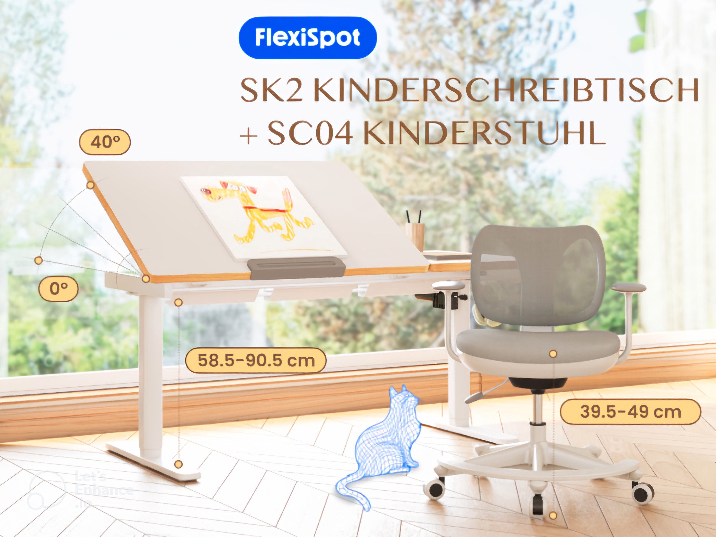 FLEXISPOT Schreibtisch Kinderschreibtisch Höhenverstellbar (mit neigbarer T günstig online kaufen