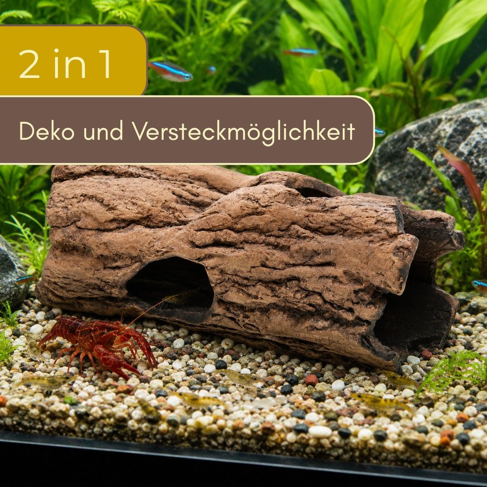 GarPet Aquariendeko Aquarium Deko Höhle Baumstamm XL Terrarium Deko Aquarium Laichröhre