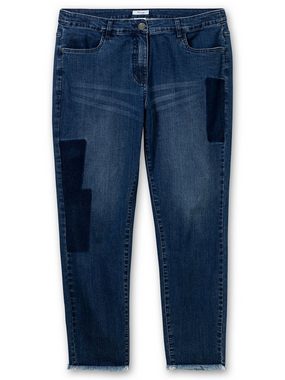 Sheego Stretch-Jeans Große Größen mit Patch-Optik und Fransensaum