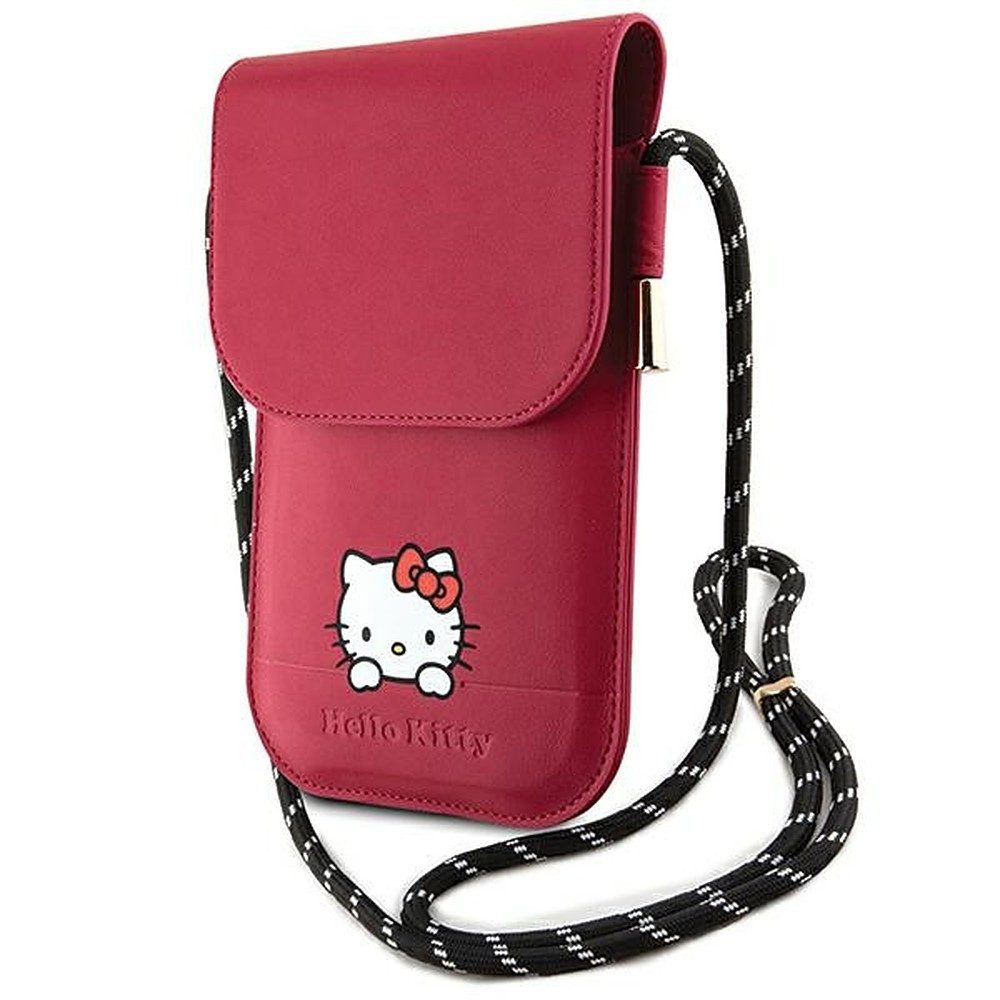 Hello Kitty Handytasche Umhängetasche Schultertasche Kordeltasche (Spar-Set, 1-tlg), Kunstleder, Kordel, Kartenfach, Clipverschluss