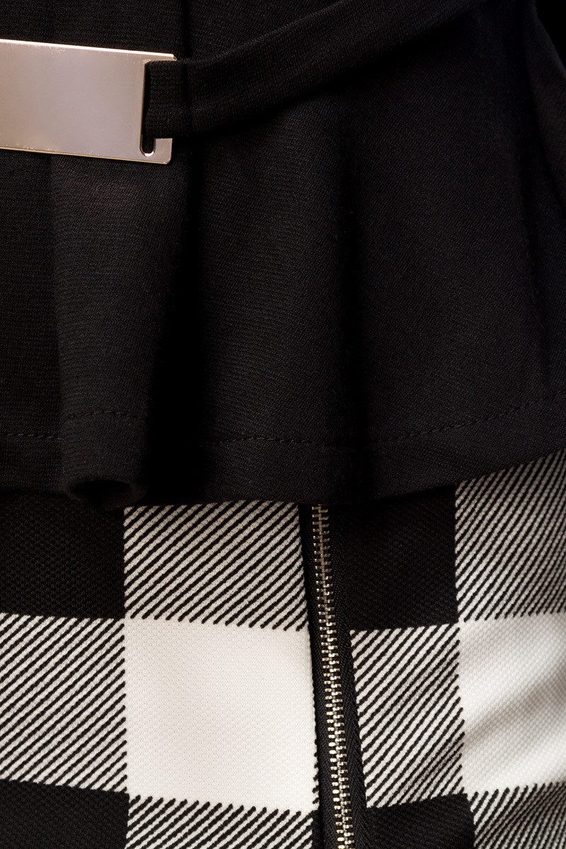 Atixo Minikleid Elegantes Abendkleid Bleistiftkleid in schwarz weiß mit karomuster und