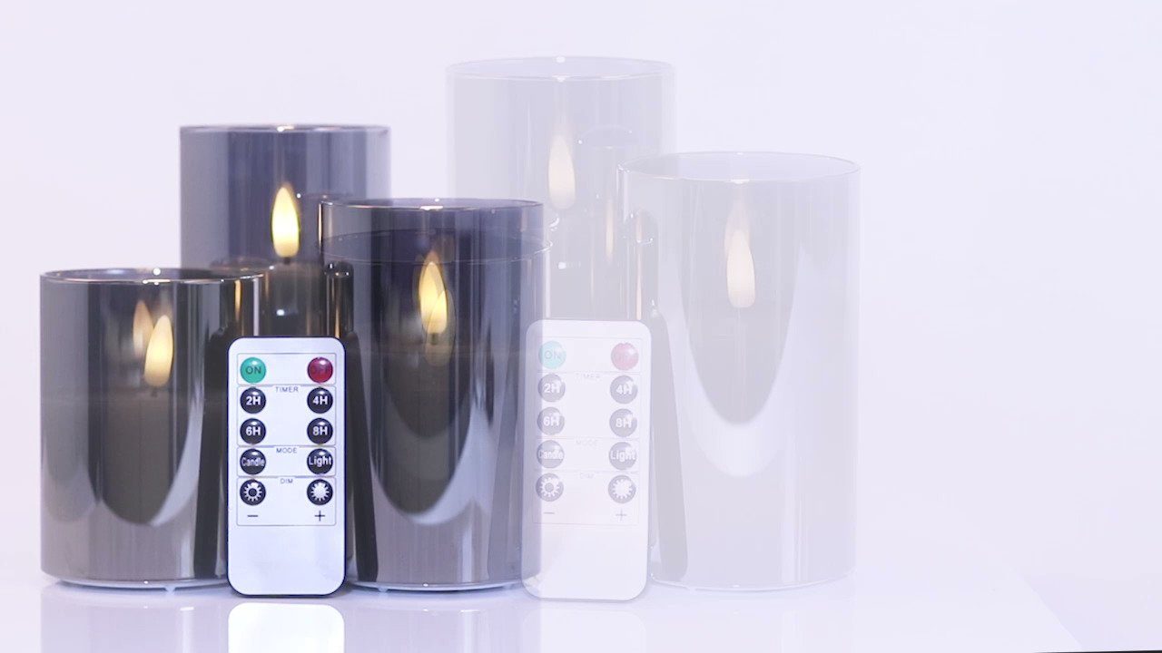 LED-Kerze Idena 50062 - LED Kerzen mit Timerfunktion, Batterie, Dimmer, 2 Lichte