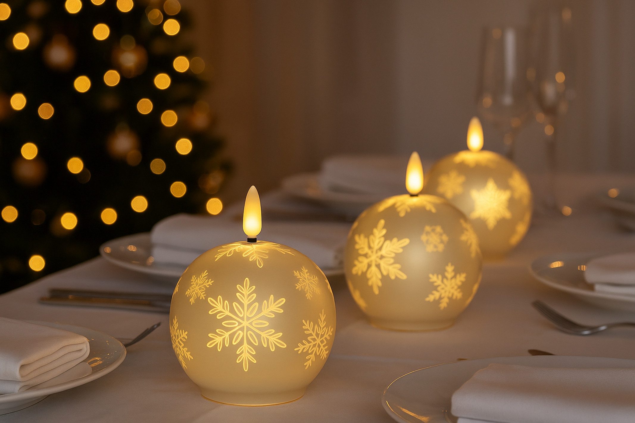 I.GE.A. LED-Kerze Kugel-Kerze A, aus Glas batteriebetrieben mit Timer Adventskranz Adventskerzen
