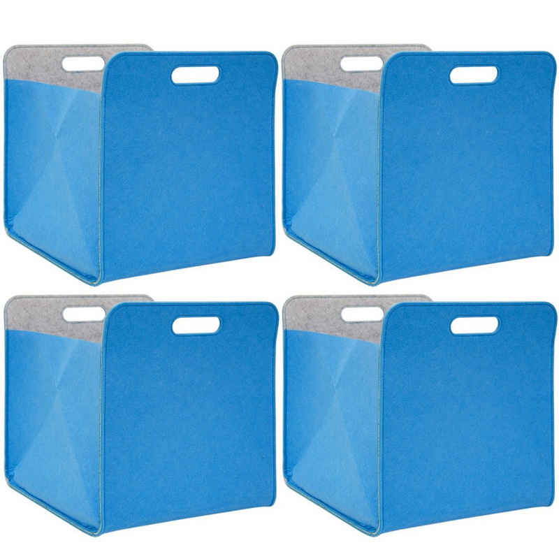 DuneDesign Aufbewahrungsbox 4er Set Filz Aufbewahrungsbox 33x33x38 cm, 33x33x38 cm Box Blau