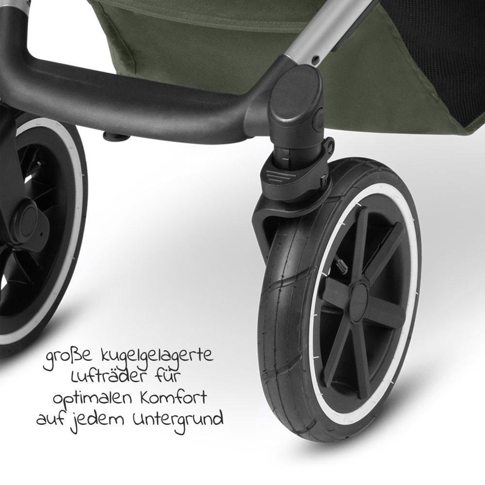 Kombi-Kinderwagen Set Design 4 Buggy Sportsitz, ABC Regenschutz Salsa 2in1 - mit Air Babywanne, Kinderwagen Olive,