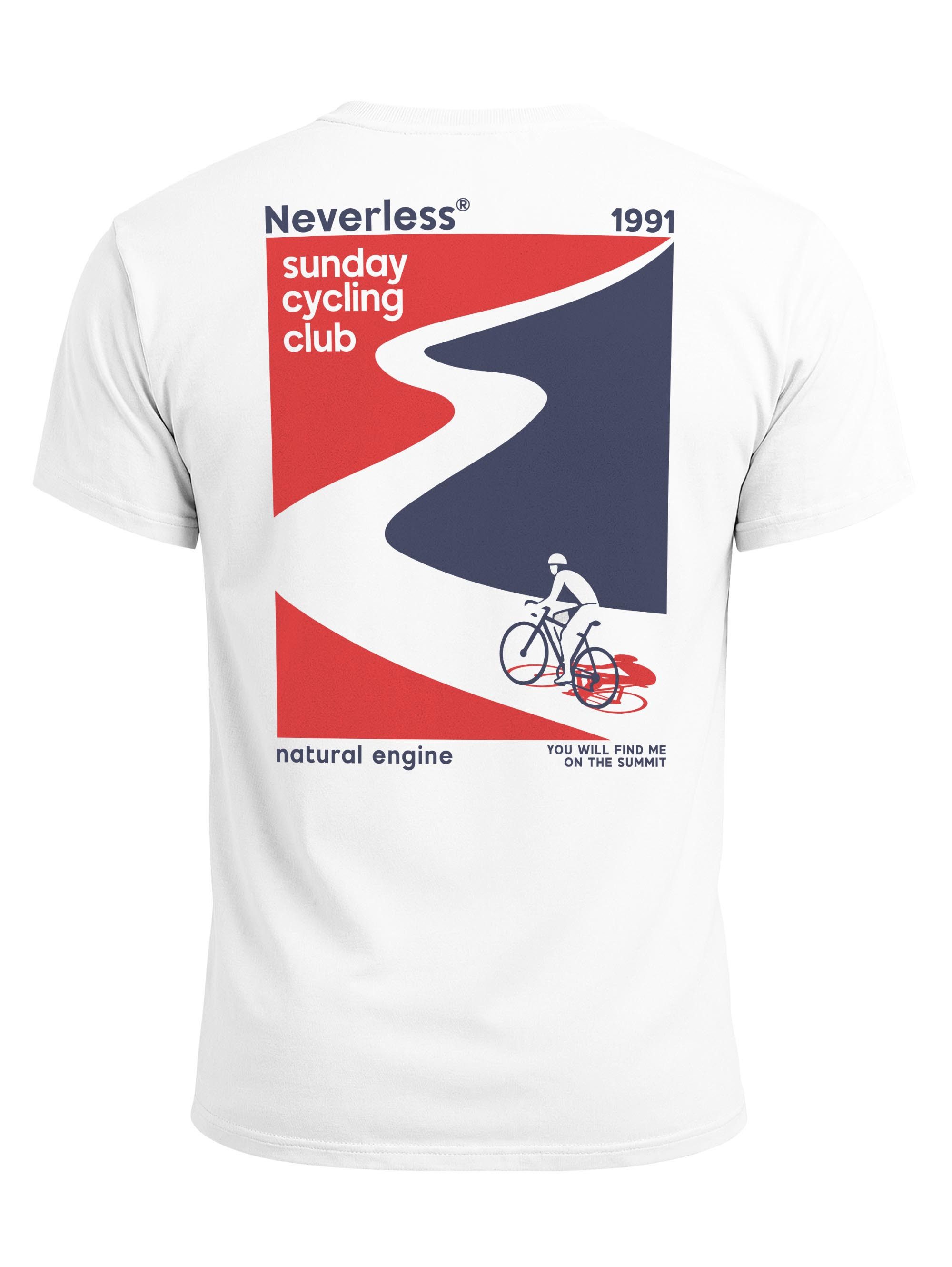 Neverless Print-Shirt Herren T-Shirt Backprint Fahrrad Bike Printshirt Sunday Cycling Club mit Print
