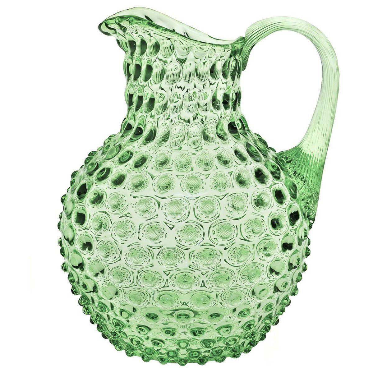 KLIMCHI Wasserkrug für 2 Liter; Hobnail Krug aus mundgeblasenem Glas mit Nuppenstruktur