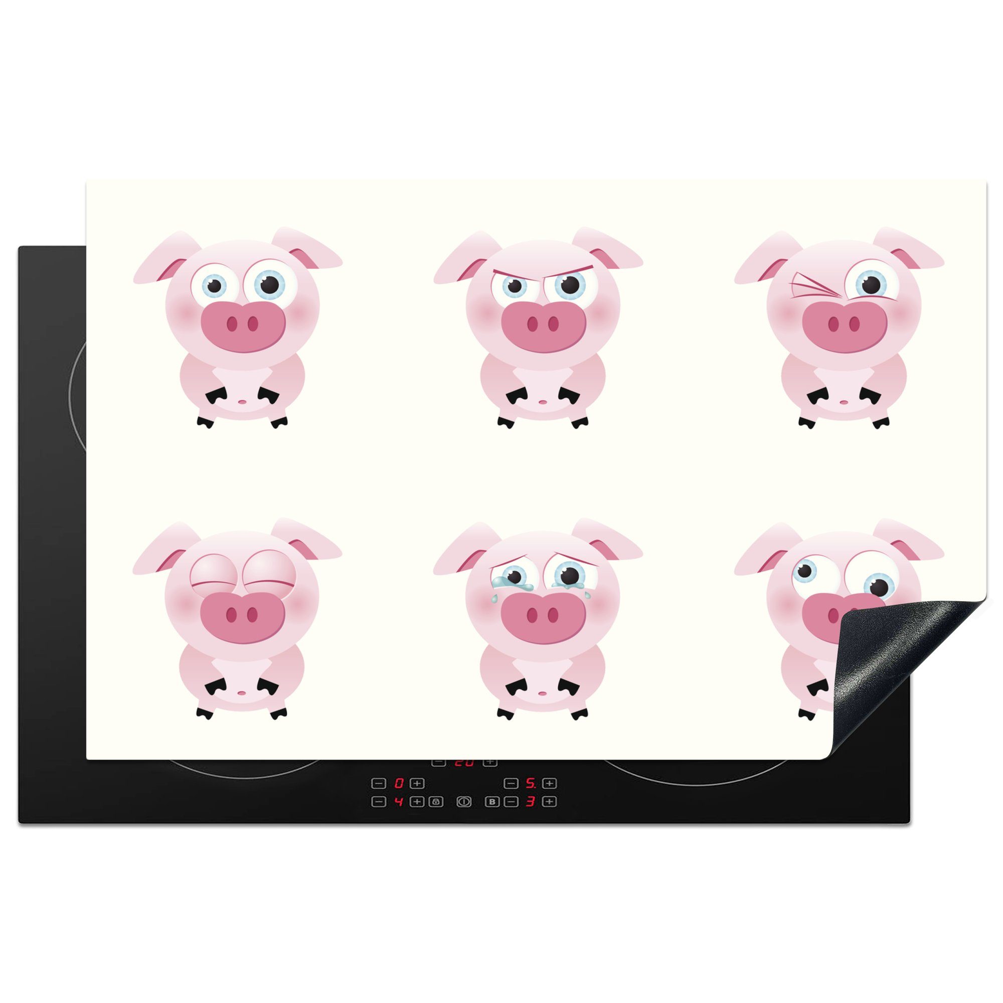 Schweinen, sechs die von Ceranfeldabdeckung Schutz kleinen Illustration Induktionskochfeld für MuchoWow tlg), cm, Vinyl, 81x52 Eine Herdblende-/Abdeckplatte (1 küche,