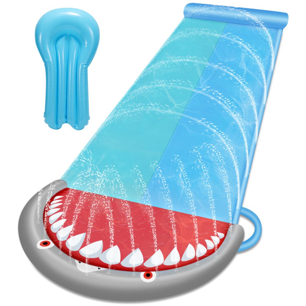 Randaco Wasserrutsche Hai-Stil Wasserspielzeug Garten Wassermatte mit eingebautem Sprinkler, L x B: 5.5*1.45m