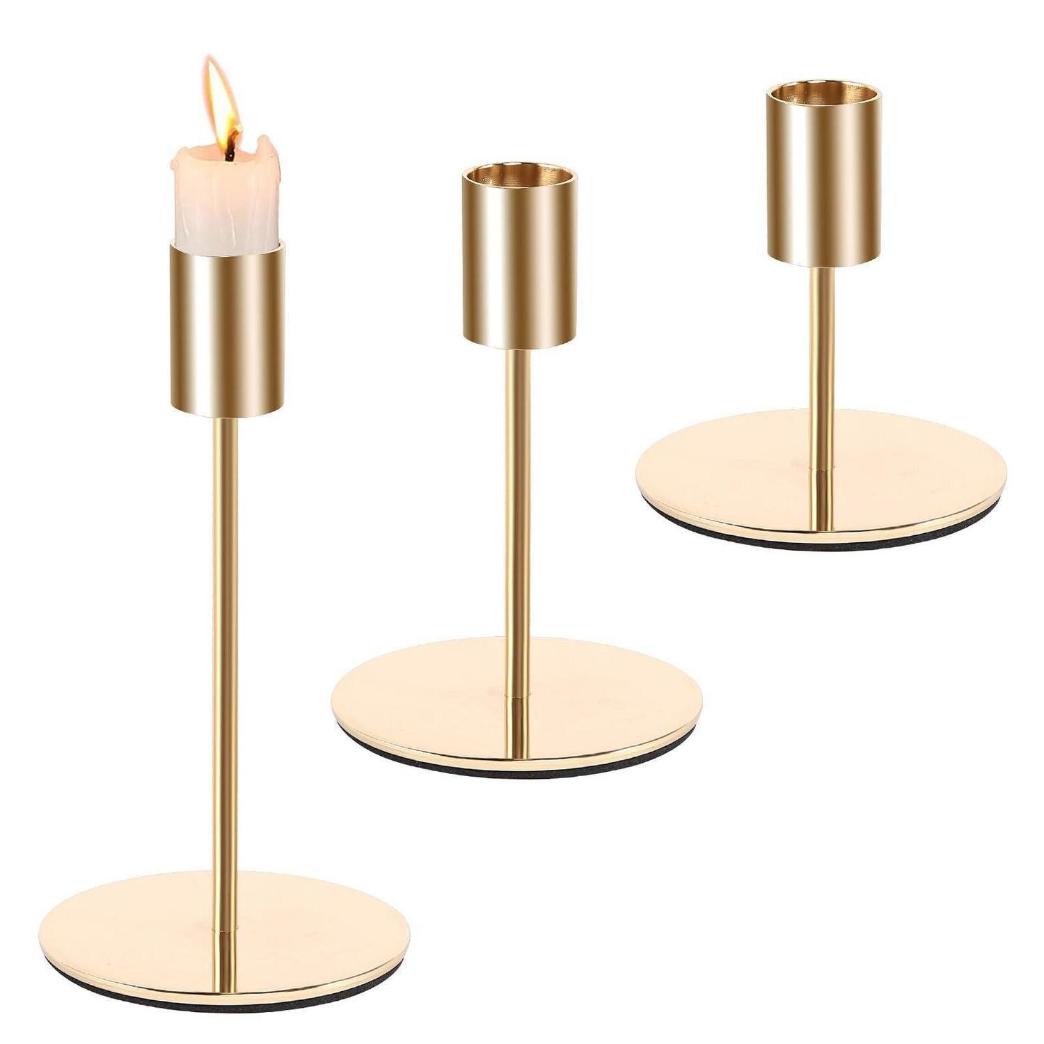 LuxusKollektion Kerzenständer Kerzenständer Gold 3er Set Vintage Metall (3 St)