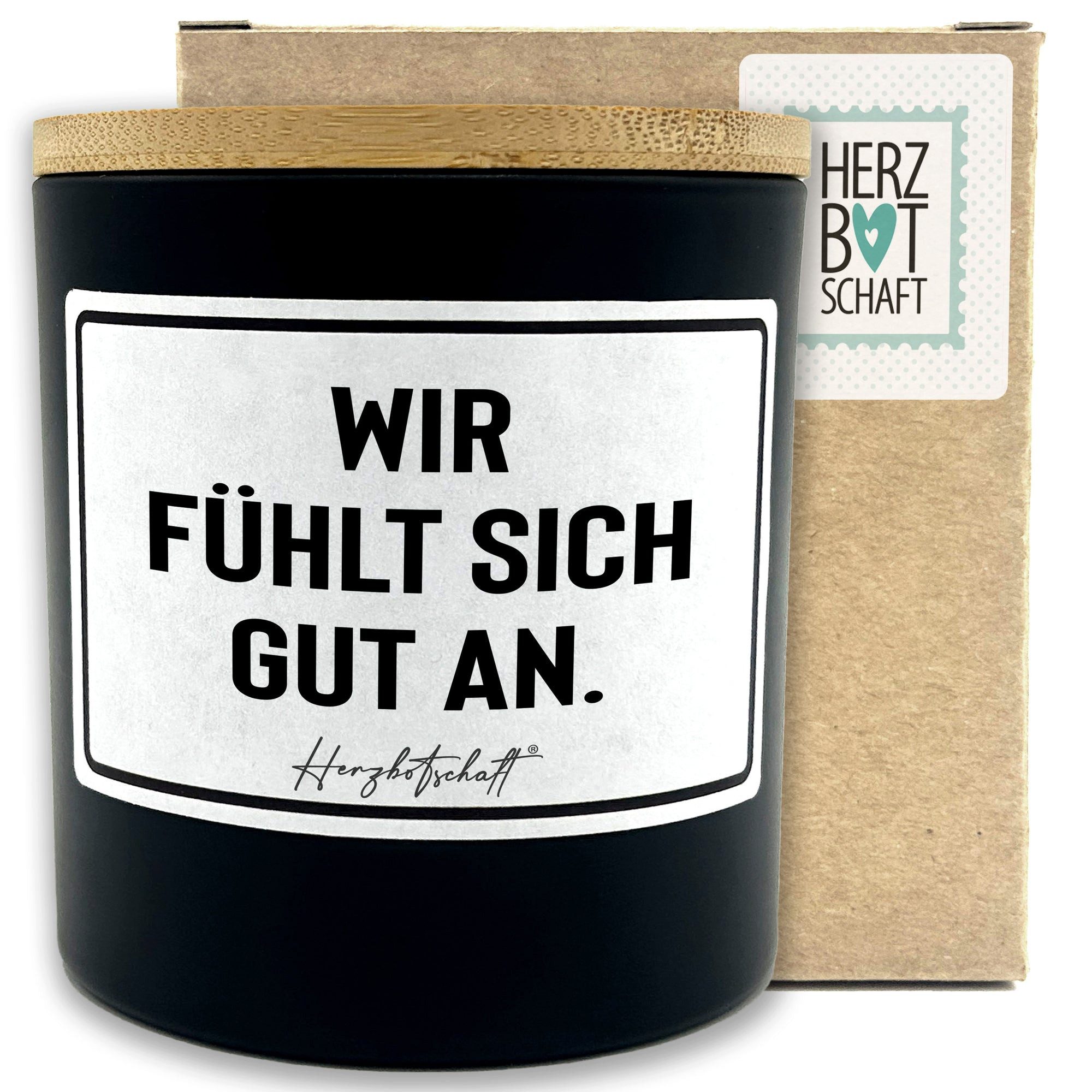 Herzbotschaft Duftkerze, (Wir fühlt sich gut an., originelles Geschenk, handgemachte nachhaltige Sojakerze im Glas)