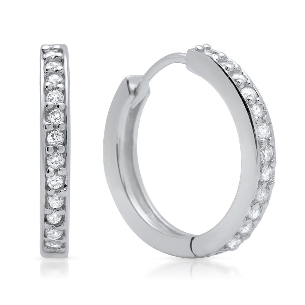 Paar Creolen Funkelnde Creolen 925 Sterling Silber mit Zirkonia SE0033