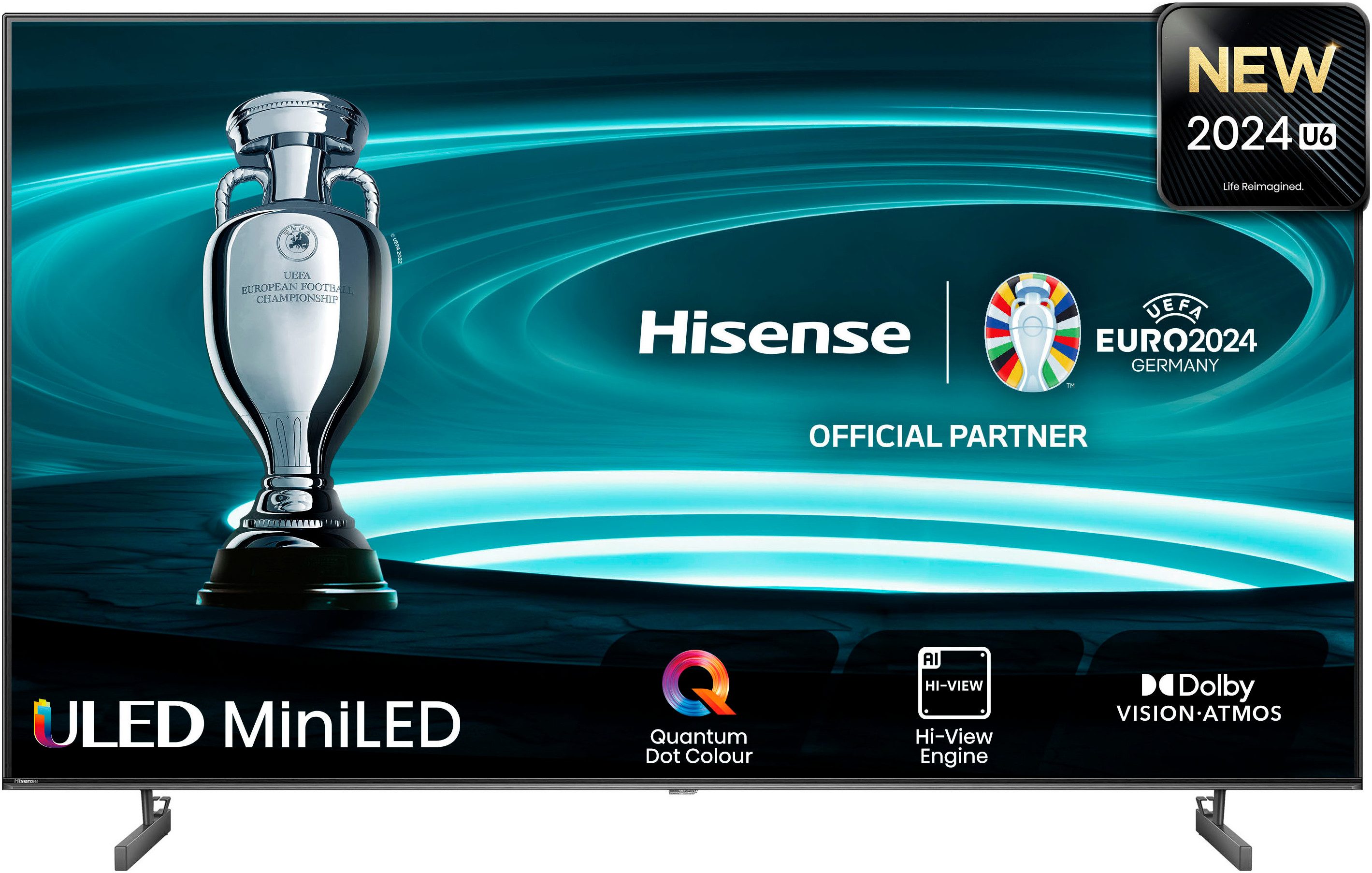 Hisense 55U6NQ 139 cm (55 Zoll) Fernseher 4K Mini LED ULED HDR Smart TV, 60Hz, HDMI 2.0, Game Mode Plus, Dolby Vision & Atmos, Bluetooth, Alexa Built-in, Anthrazit, [2024]