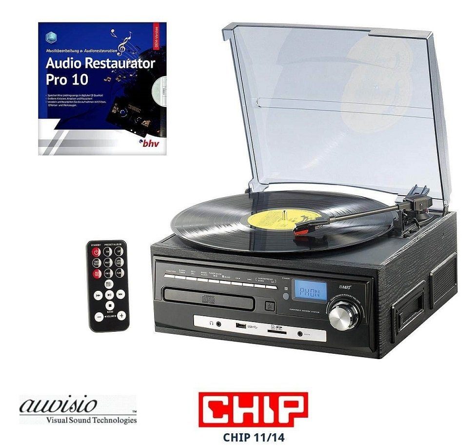 auvisio PLATTENSPIELER MHX-640.bt DAB+/FM-Radio Lautsprecher Bluetooth CD-Player 