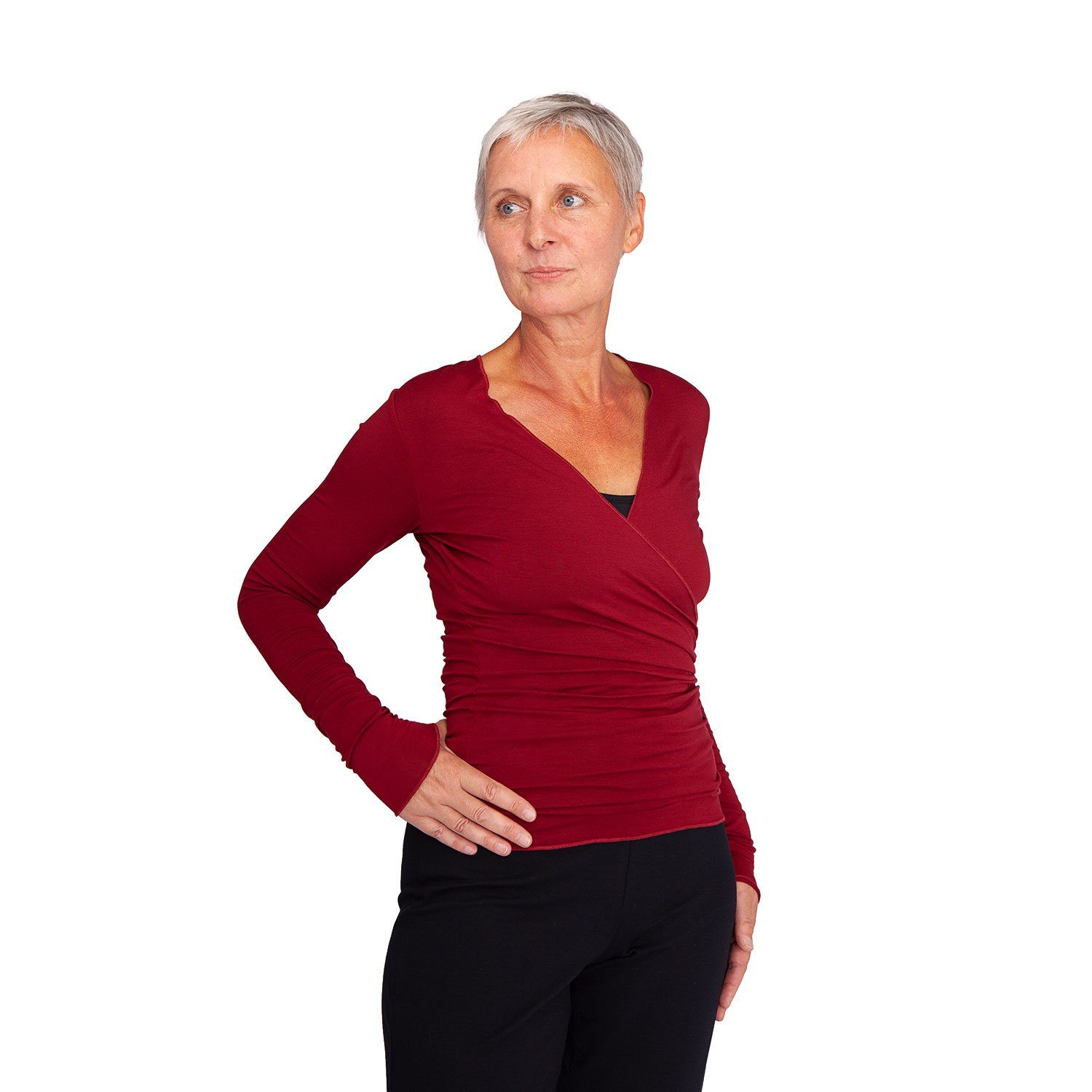Yamadhi Yoga-Wickeljacke Yoga Wickeljacke, Viskose, Bordeaux M
