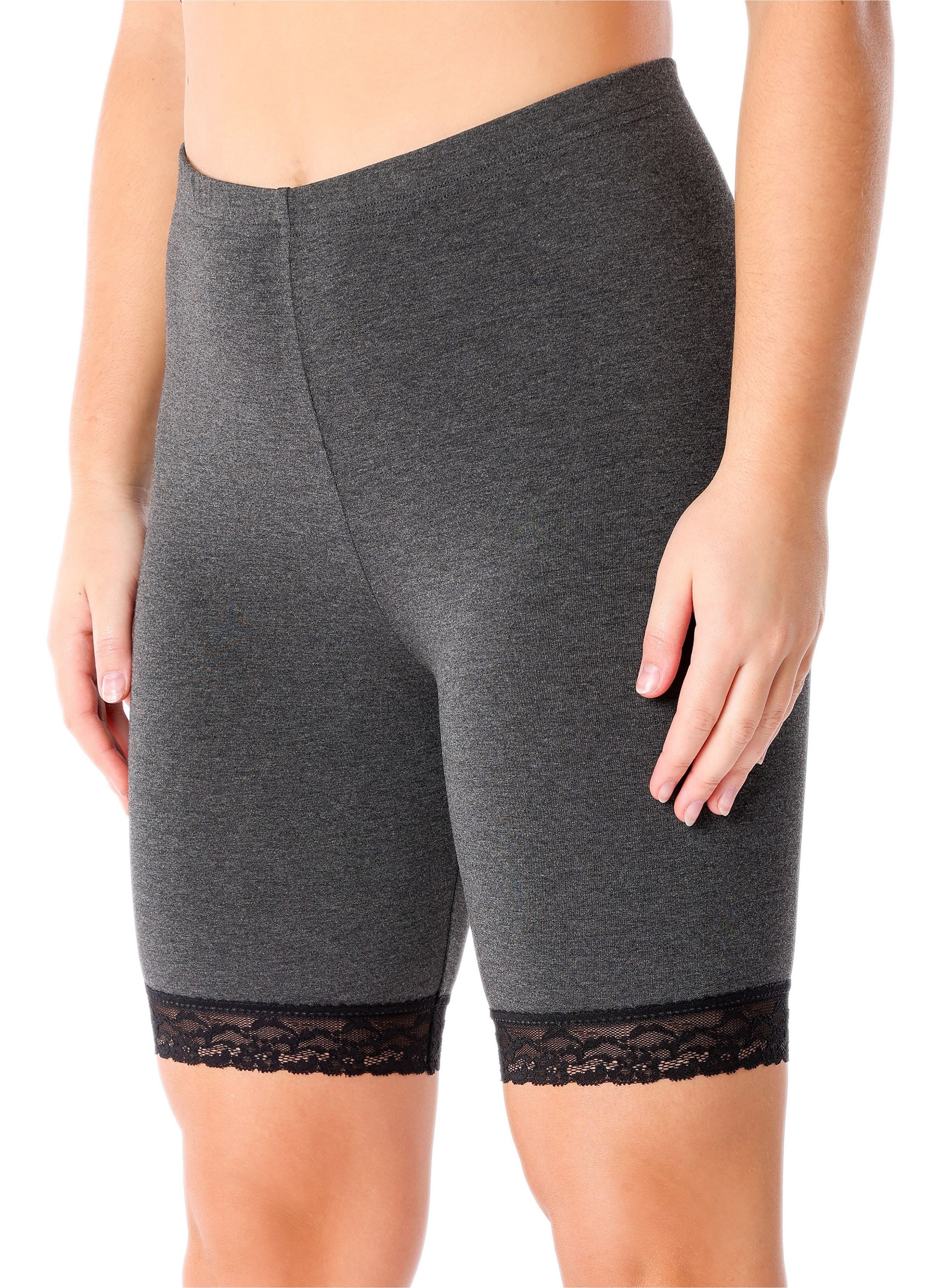 Merry Style Leggings Damen kurze High Waist Hose Radlerhose MS10-431 (1-tlg) mit Spitze