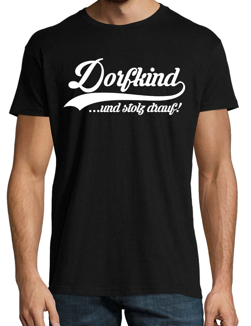 Schwarz Dorfkind mit T-Shirt lustigem Print-Shirt Spruch Herren Youth Designz