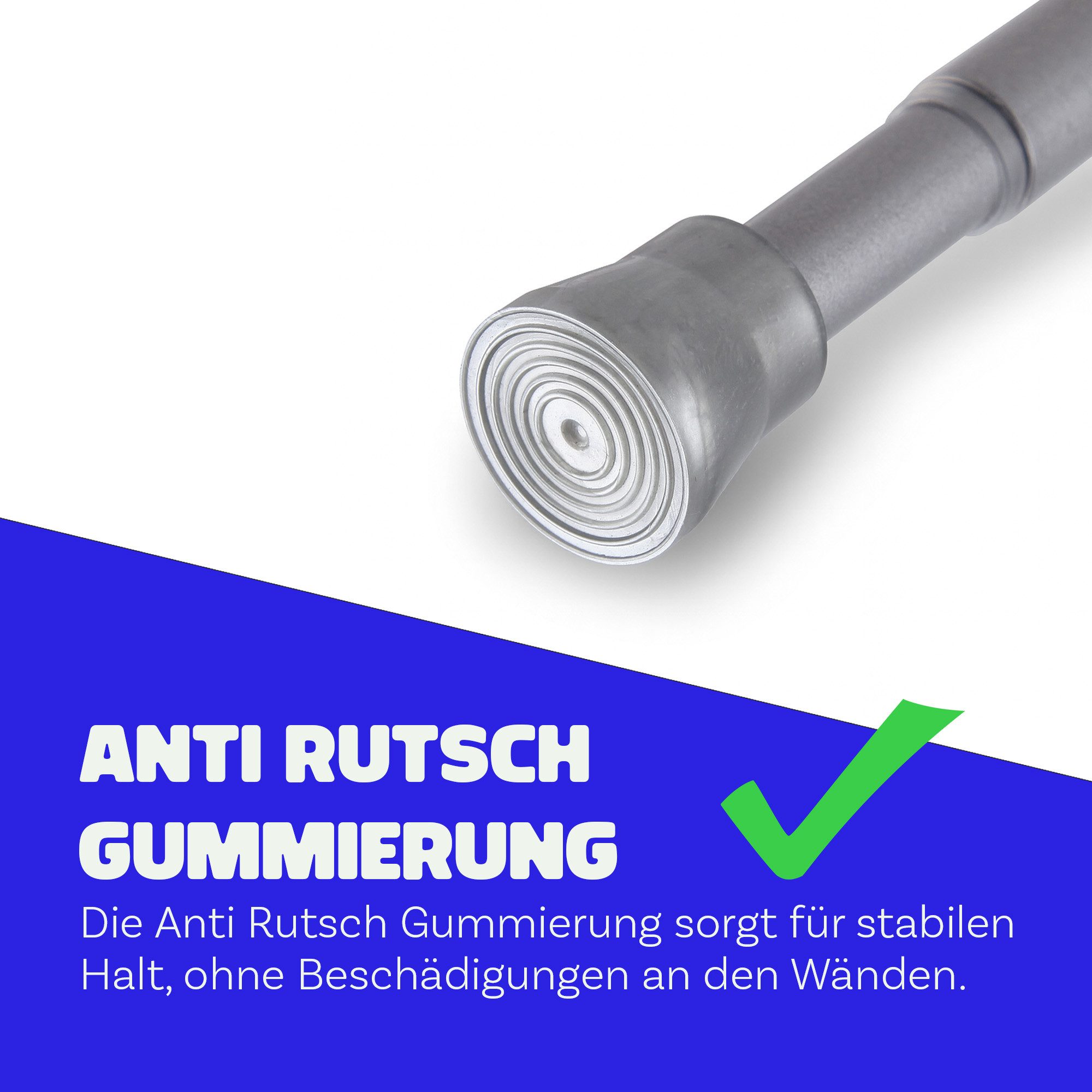 Bestlivings Spannstange ohne Bohren, Ø 19 mm, 1-läufig, ausdrehbar, klemmen, geklemmt, Metall, bis 5 kg belastbar, Stange: Metall, Endstück: Kunststoff (Antirut – Bild 5 von 5