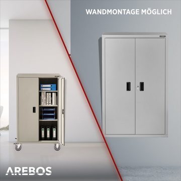 Arebos Aktenschrank Büroschrank Materialschrank Stahlschrank (Stück, Grau)