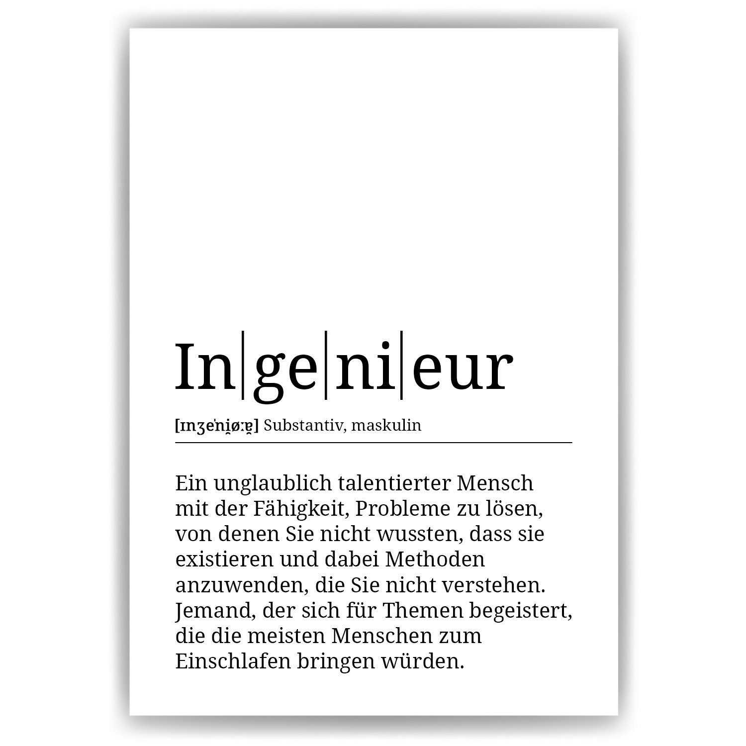 Tigerlino Mitarbeiter Definition Poster Ingenieur Wandbild Geschenk