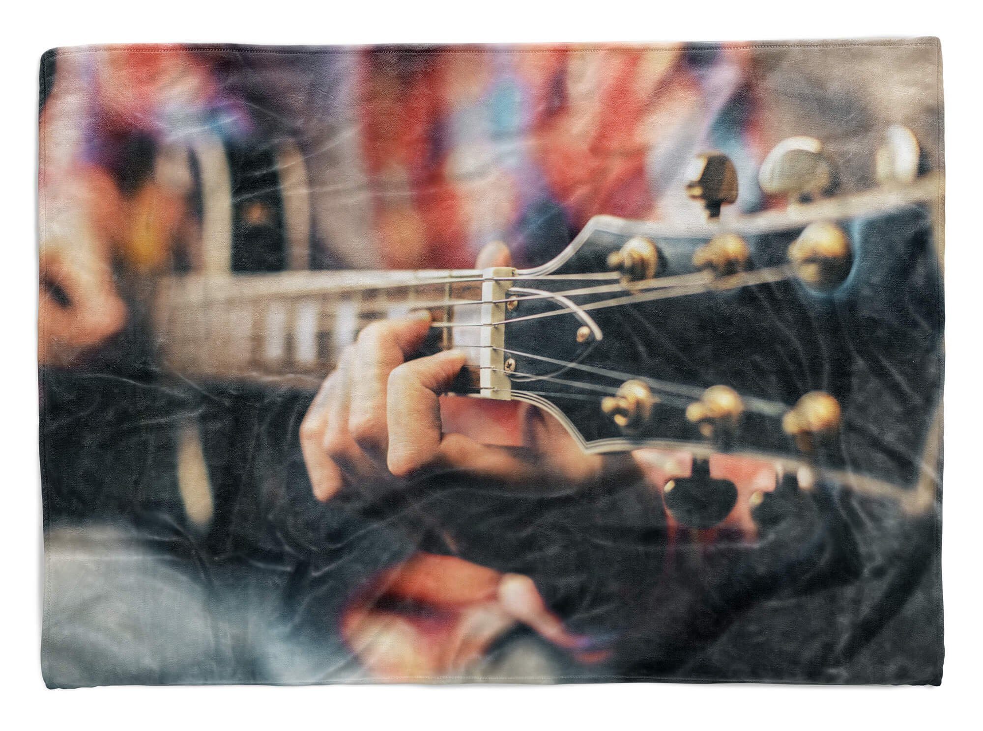 Gitarre, Handtuch Saunatuch mit Handtuch Art Baumwolle-Polyester-Mix Kuscheldecke (1-St), Fotomotiv Sinus Handtücher Strandhandtuch Gitarrist