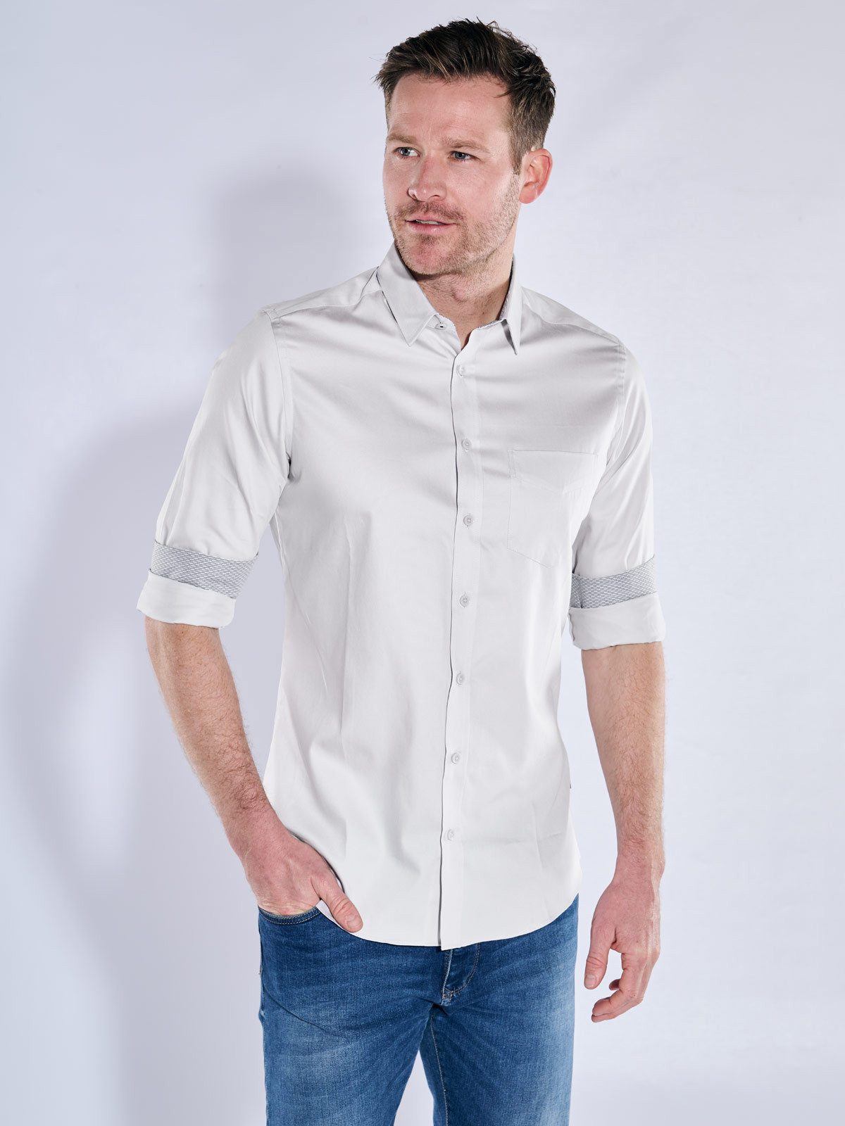 Engbers Langarmhemd Herren Langarm-Hemd "My Favorite", Silbergrau