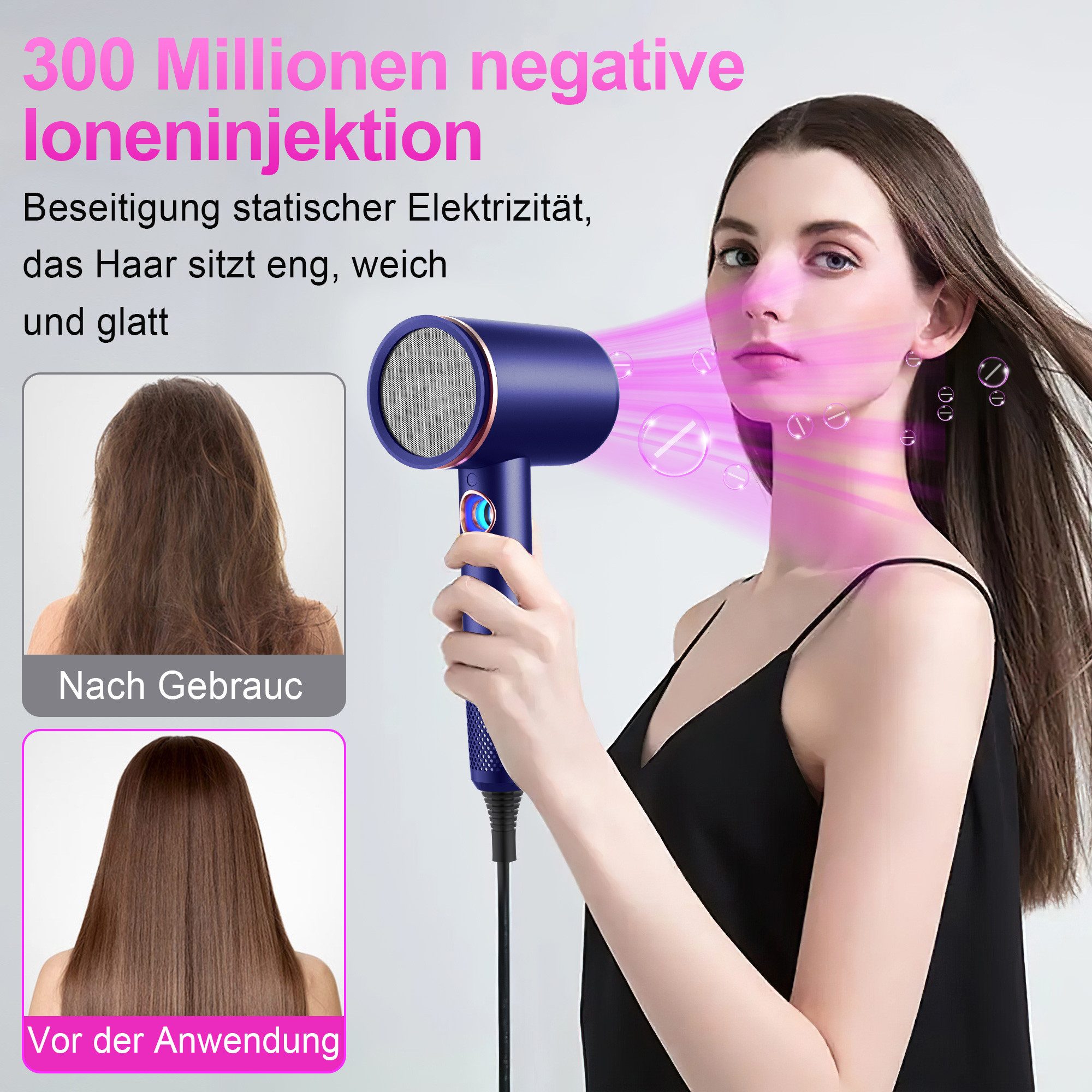 Forrlite Haartrockner 2026 Neues Haartrockner,Föhn Ionen mit Diffusor 2400W AC Motor, 2400 W, 3 Stylingdüsen Professional Ionen Haartrockner Haartrockner, Haart – Bild 5 von 5