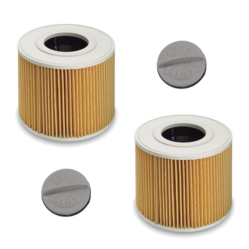 Trade-Shop Patronenfilter inkl. Verschlussschraube 2x passend für Kärcher 6.414-789 6.414-789.0, für Kärcher 1.428-101.0 1.428-106.0, (2-St), Filterpatrone / Staubsaugerfilter / Luftfilter / Filter
