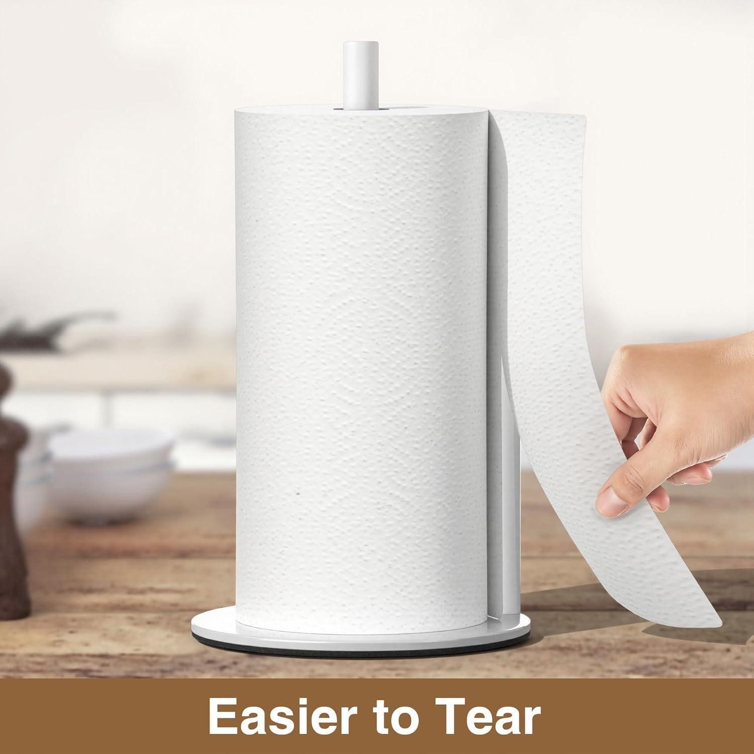LuxusKollektion Küchenrollenhalter Küchenrollenhalter Arbeitsplatte Edelstahl stehend Easy to Tear Weiß