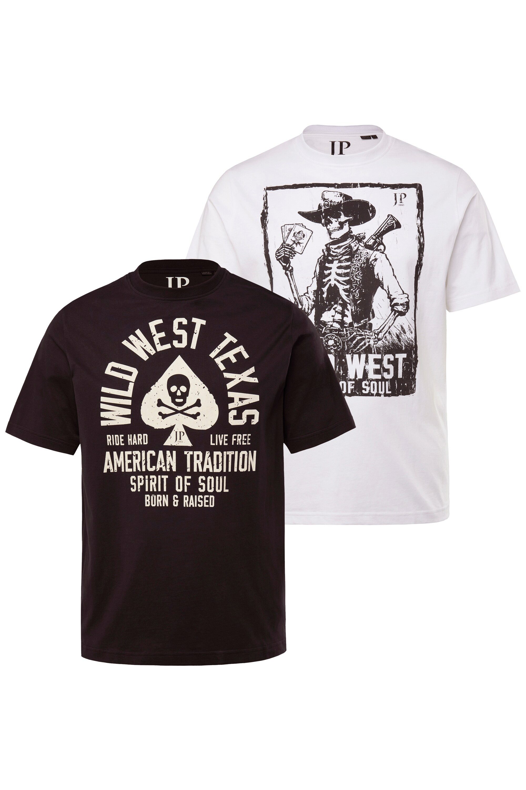 JP1880 T-Shirt T-Shirts 2er-Pack Halbarm Brustprint