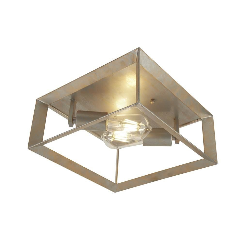 Licht-Erlebnisse Deckenleuchte MARTINEZ, ohne Leuchtmittel, in Silber-Gold 2-flammig E27 Metall Shabby Chic Wohnzimmer