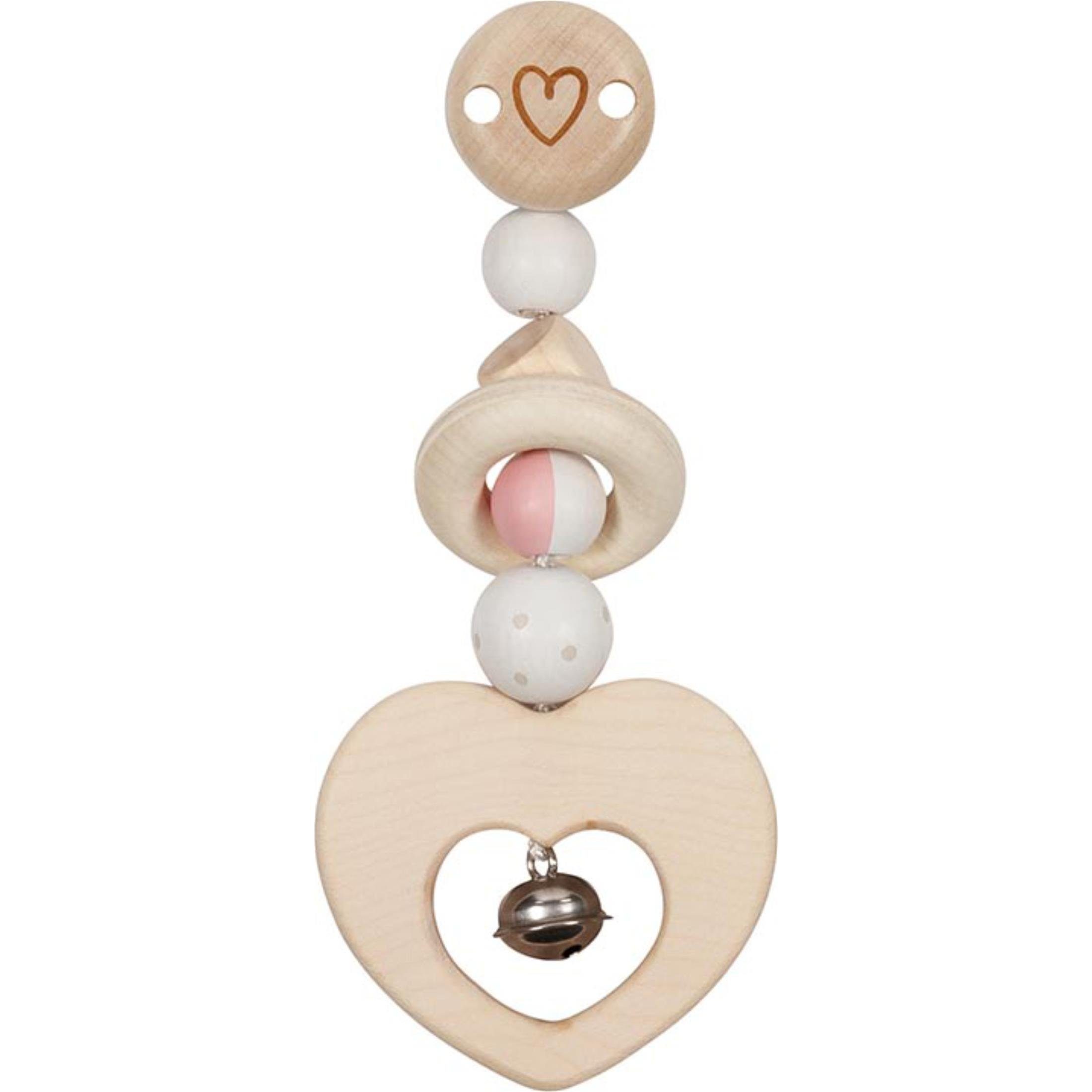 Kinderwagenkette Kinderwagen Clip Herz aus Holz, 15 cm