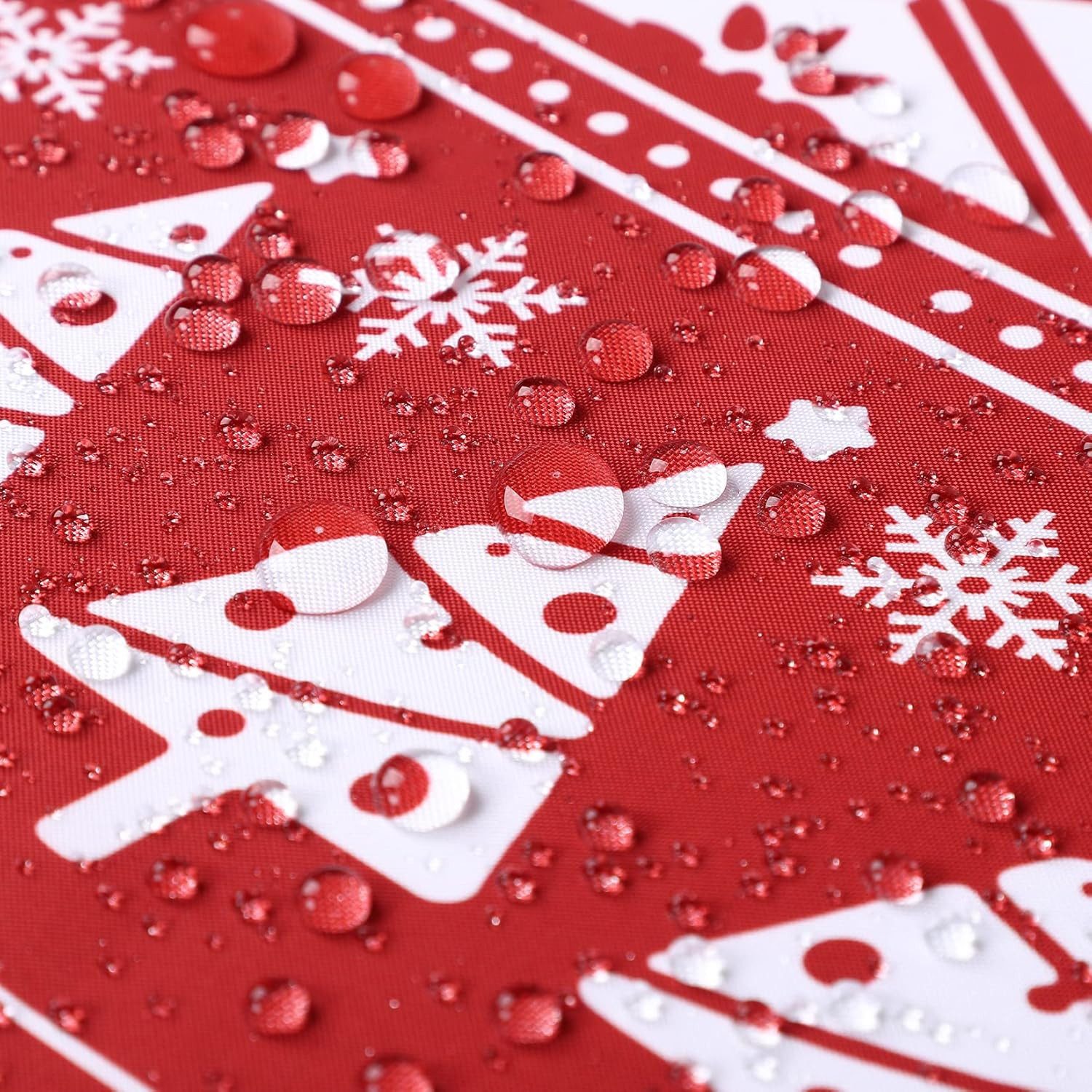 GarveeMore Duschvorhang Weihnachts,roter Xmas-Duschvorhang,Weißer Xmas-Kiefern Breite 89 cm, moderner Happy New Year-Winter-Stoff-Duschvorhang
