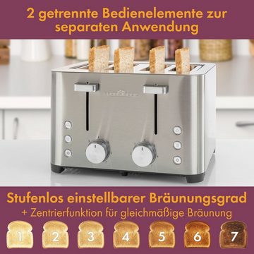 ProfiCook Toaster PC-TA 1252, Toaster 4 Scheiben, 2 getrennte Bedienelemente