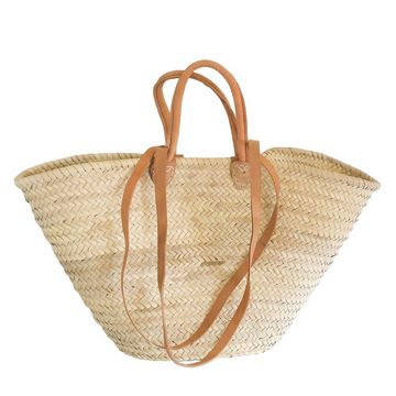 maDDma Dekokorb Palmtasche / Ibiza-Tasche mit Ledergriffen und -henkeln!, Strandtasche aus Palmblatt