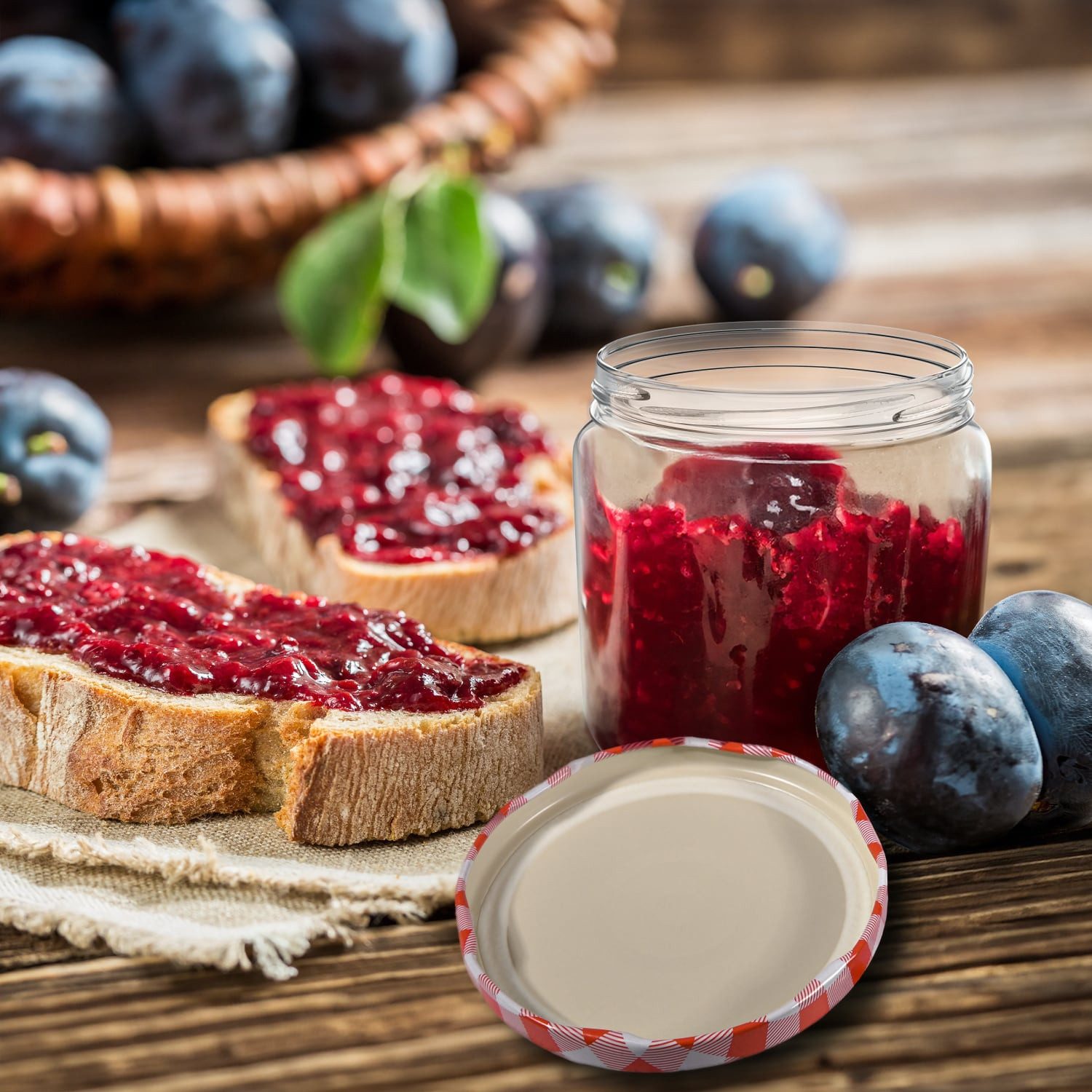 Oputec Einmachglas 200x Schraubdeckel TO 82 rot-weiß – Twist Off Ersatz für Einmachgläser, Metall, (Maxi-Spar-Set, 200 x Ersatzdeckel) – Bild 4 von 5