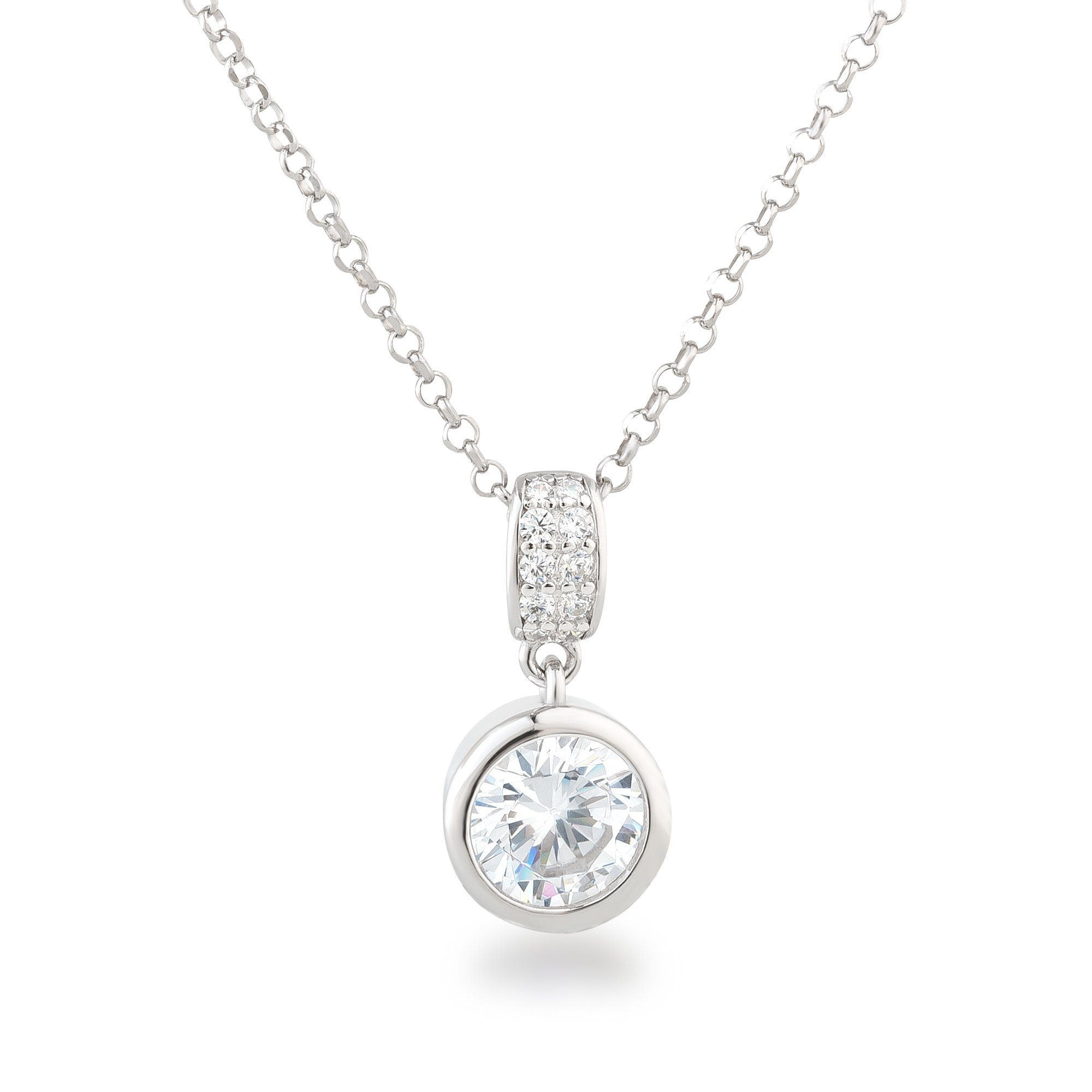 Schöner-SD Kette mit Anhänger Silberkette mit Zirkonia Kristall Anhänger, 925 Silber