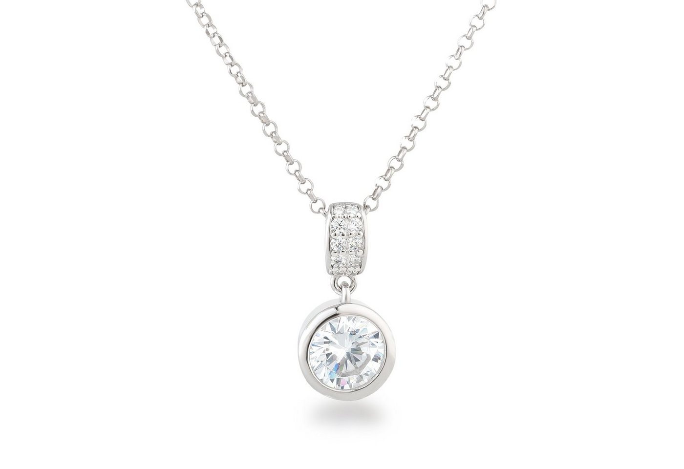 Schöner-SD Kette mit Anhänger Silberkette mit Zirkonia Kristall Anhänger, 925 Silber