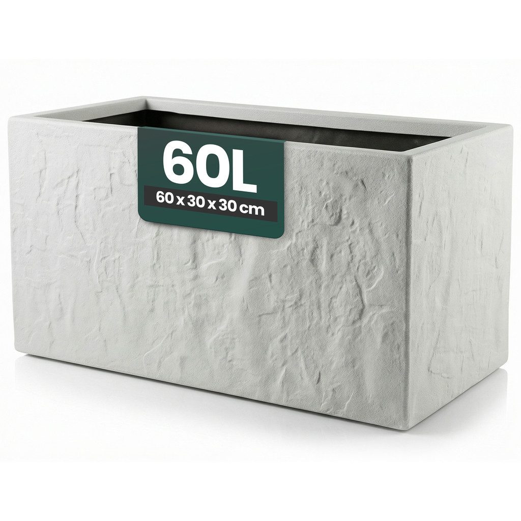 Kreher Blumenkasten 'Riven' aus Kunststoff - Stein Optik - 60x30x30 cm (Farbe wählbar) (1 St)