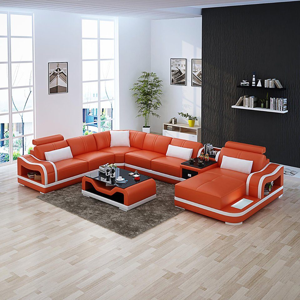 JVmoebel Ecksofa, Modern Couch Wohnlandschaft Sofa Eck Design Ledersofa Ecksofa