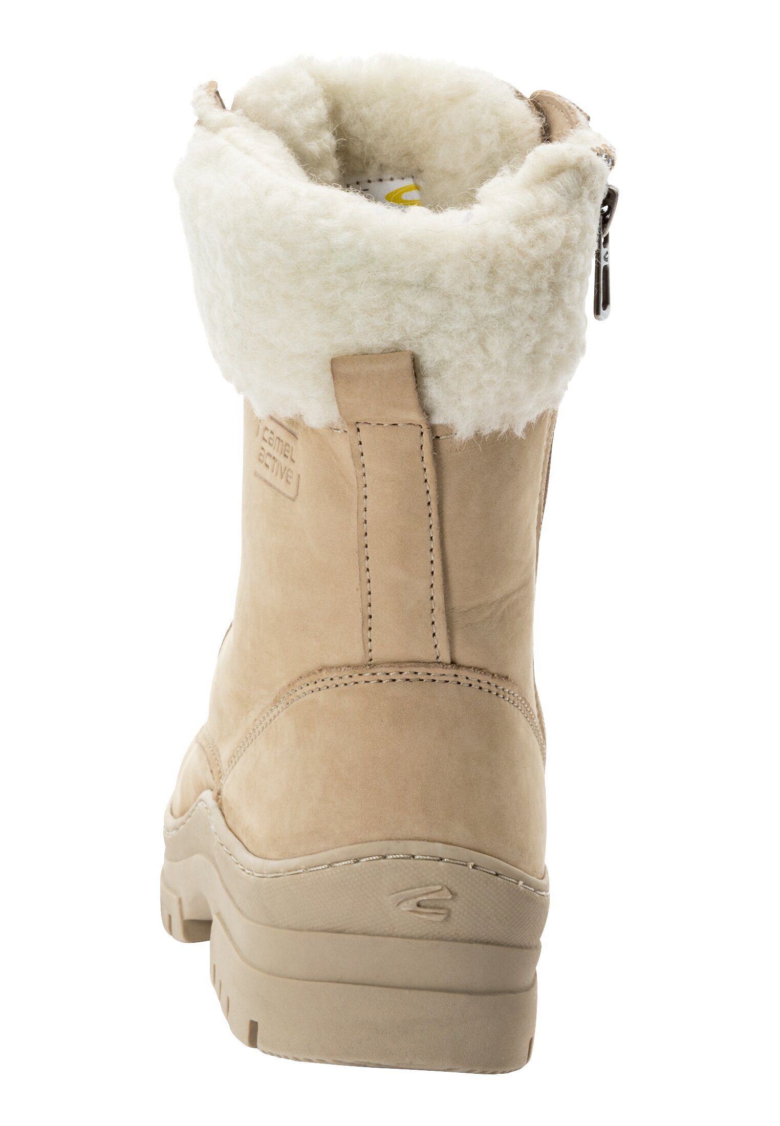 camel active Stiefel aus Nubukleder mit warmem Wollfutter Schnürstiefel