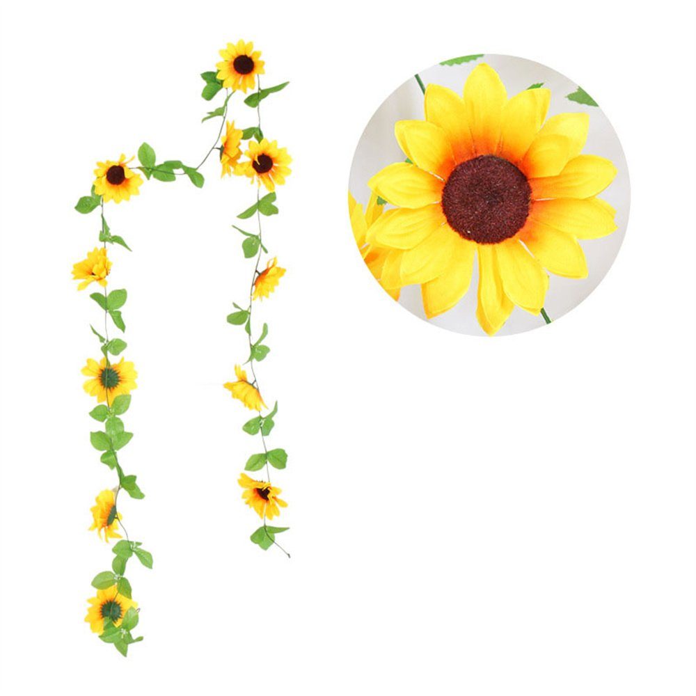 kunstblumen Reben Sonnenblumen Kunstpflanze Hängende, 2 Kflanze Deko Fake Künstliche Girlande Sonnenblume Sonnenblumen L.Ru UG, Künstliche Girlande Stück