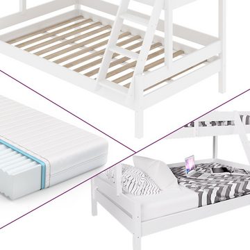 VitaliSpa® Kinderbett Etagenbett Hochbett EVEREST Weiß 2 Matratzen