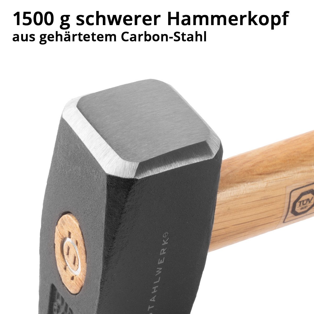 Thumbnail - STAHLWERK Vorschlaghammer Fäustel 2er Set mit 1500 g Hammerkopf Plattenhammer aus gehärtetem (Set, 2-St., Set), doppelt ...