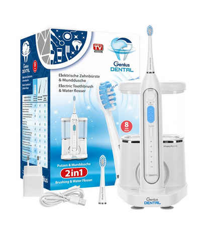 Genius Elektrische Zahnbürste Dental Hydro Fusion 2in1 Elektrische Zahnbürste 8tlg inkl. Mundspülung, Aufsteckbürsten: 2 St., inkl. Munddusche